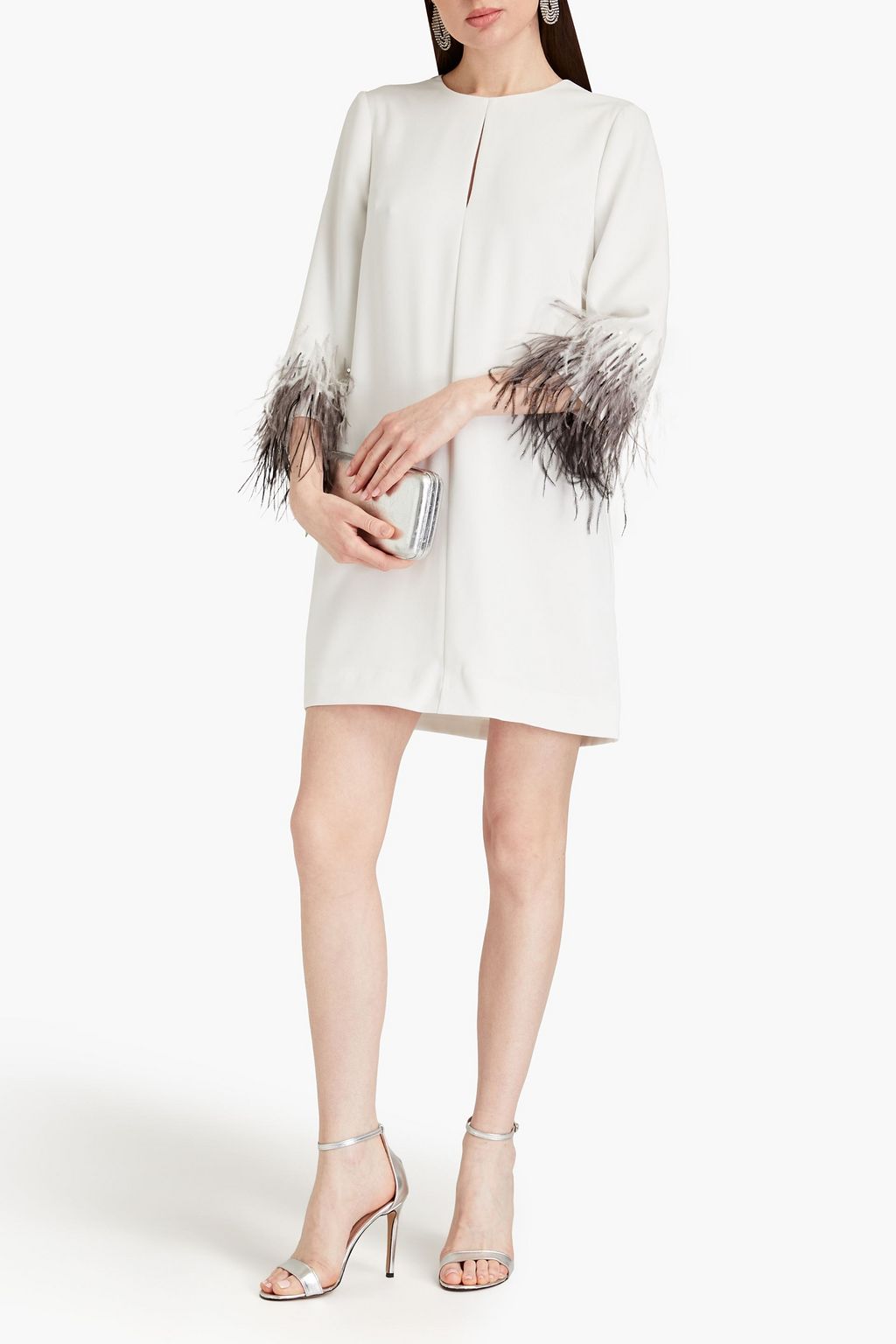HALSTON Minikleid aus Crêpe mit Verzierung