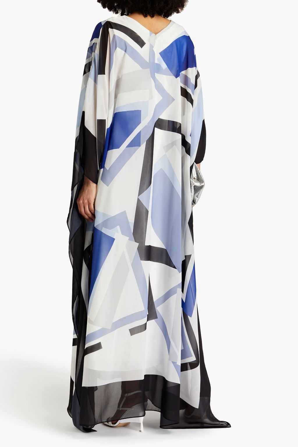 HALSTON Printed chiffon kaftan