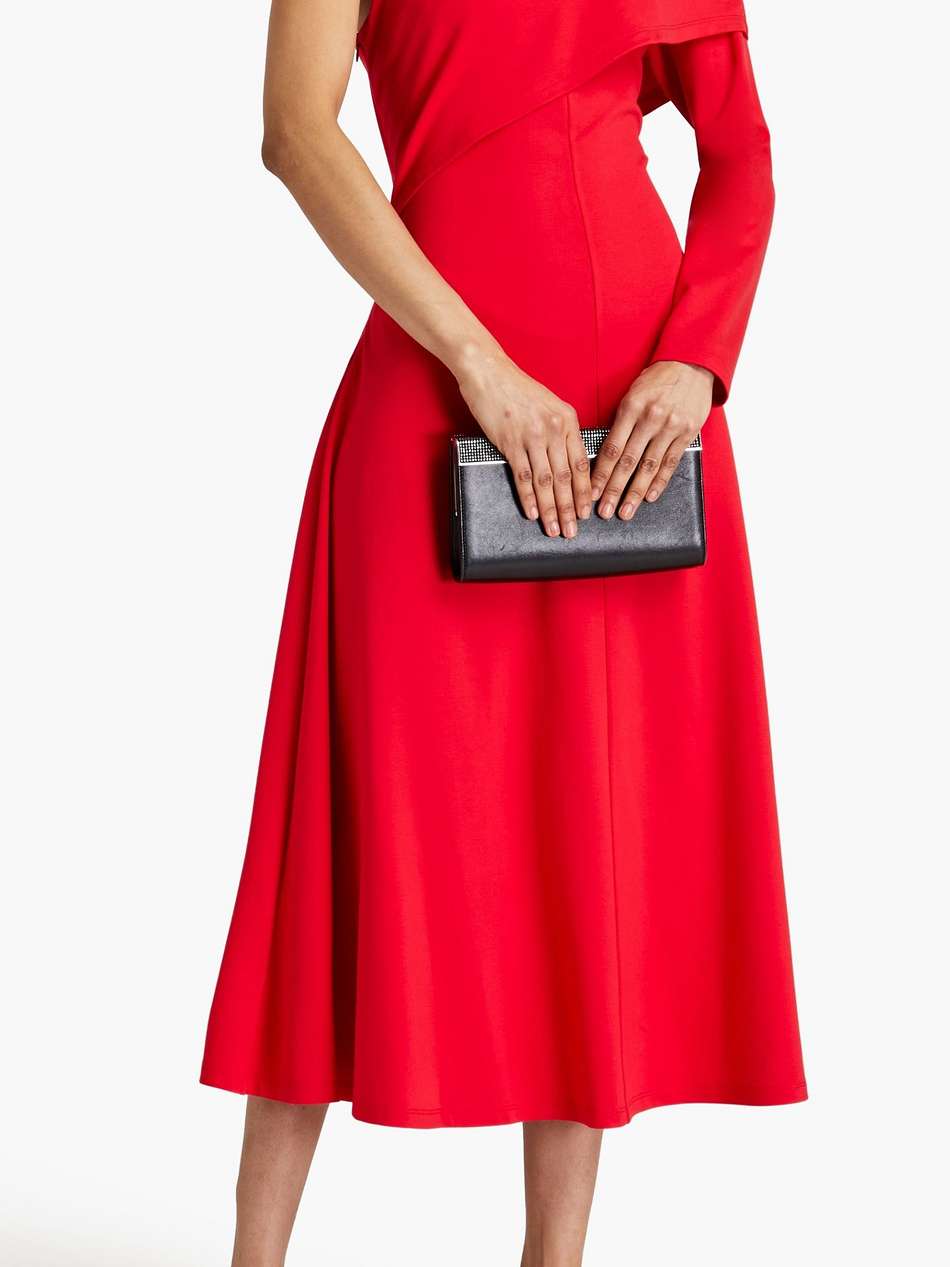 one-sleeve stretch-jersey midi dress