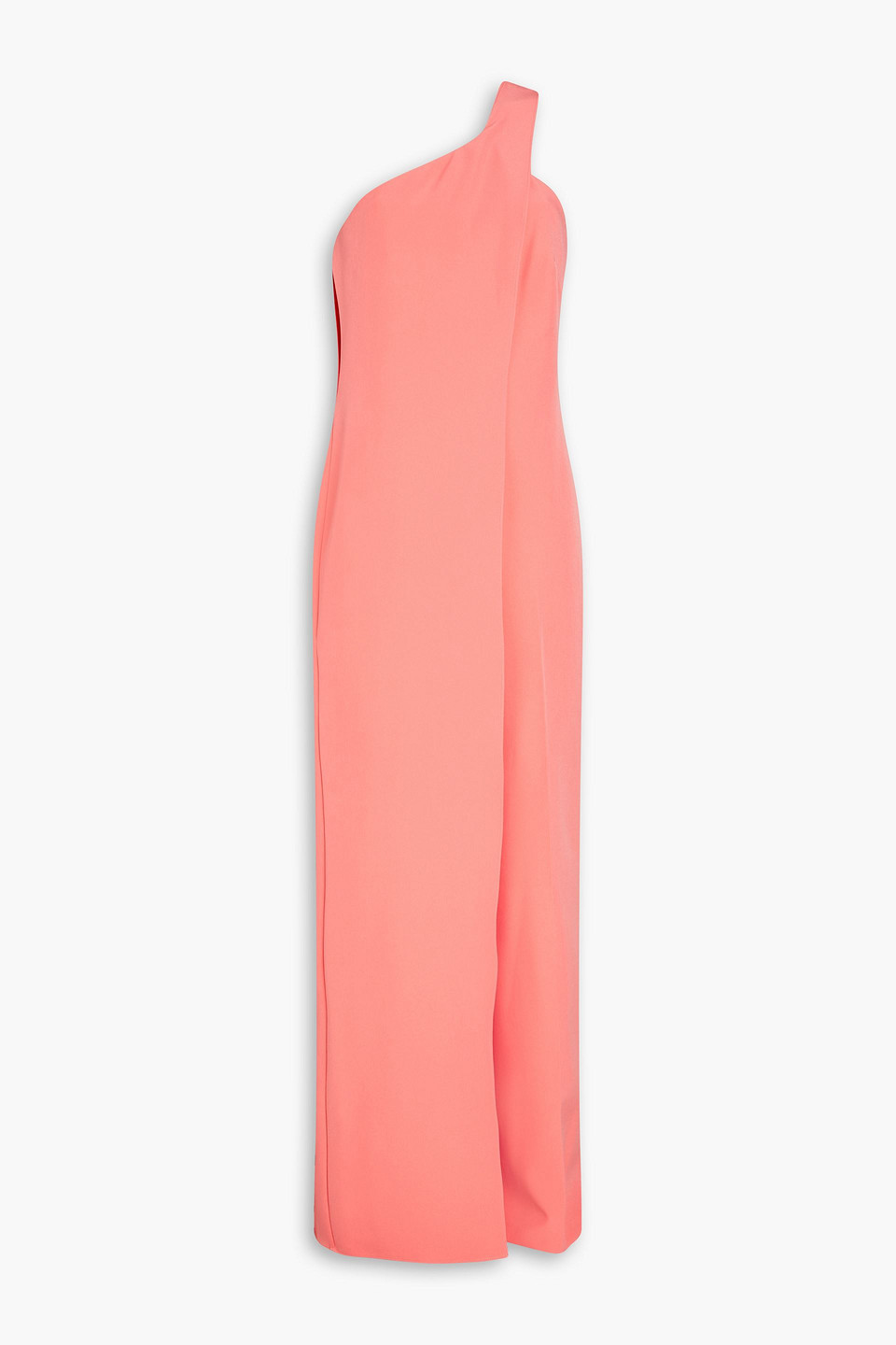 Halston Heritage One-shoulder Layered Crepe Jumpsuit In Coral | ModeSens