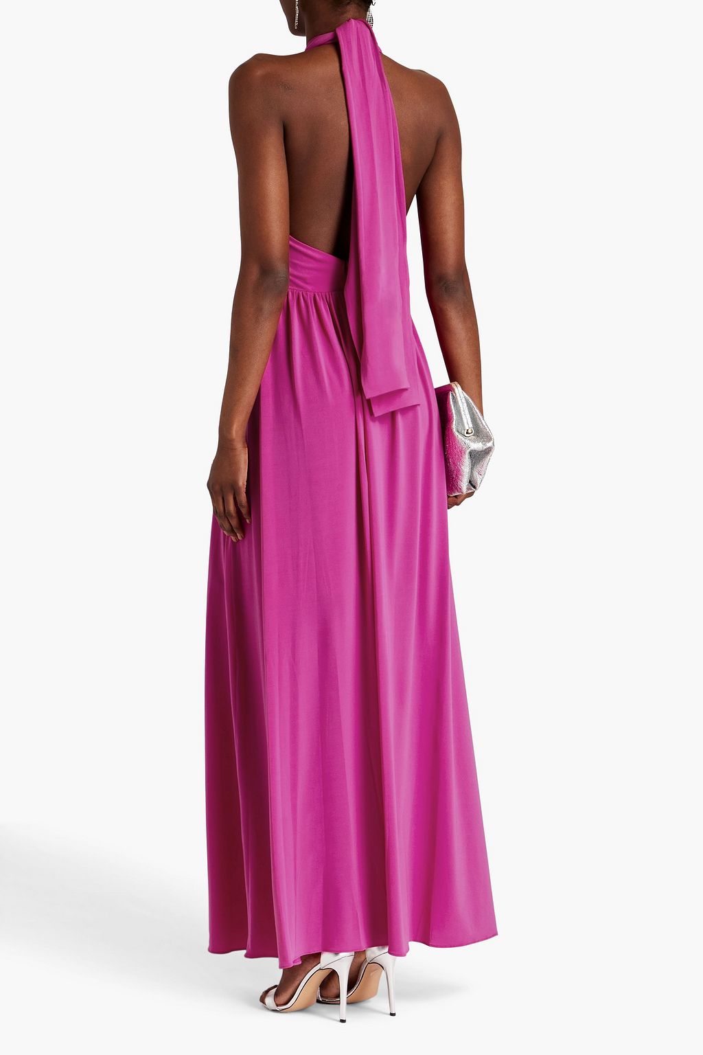 HALSTON Jennifer cutout jersey halterneck gown