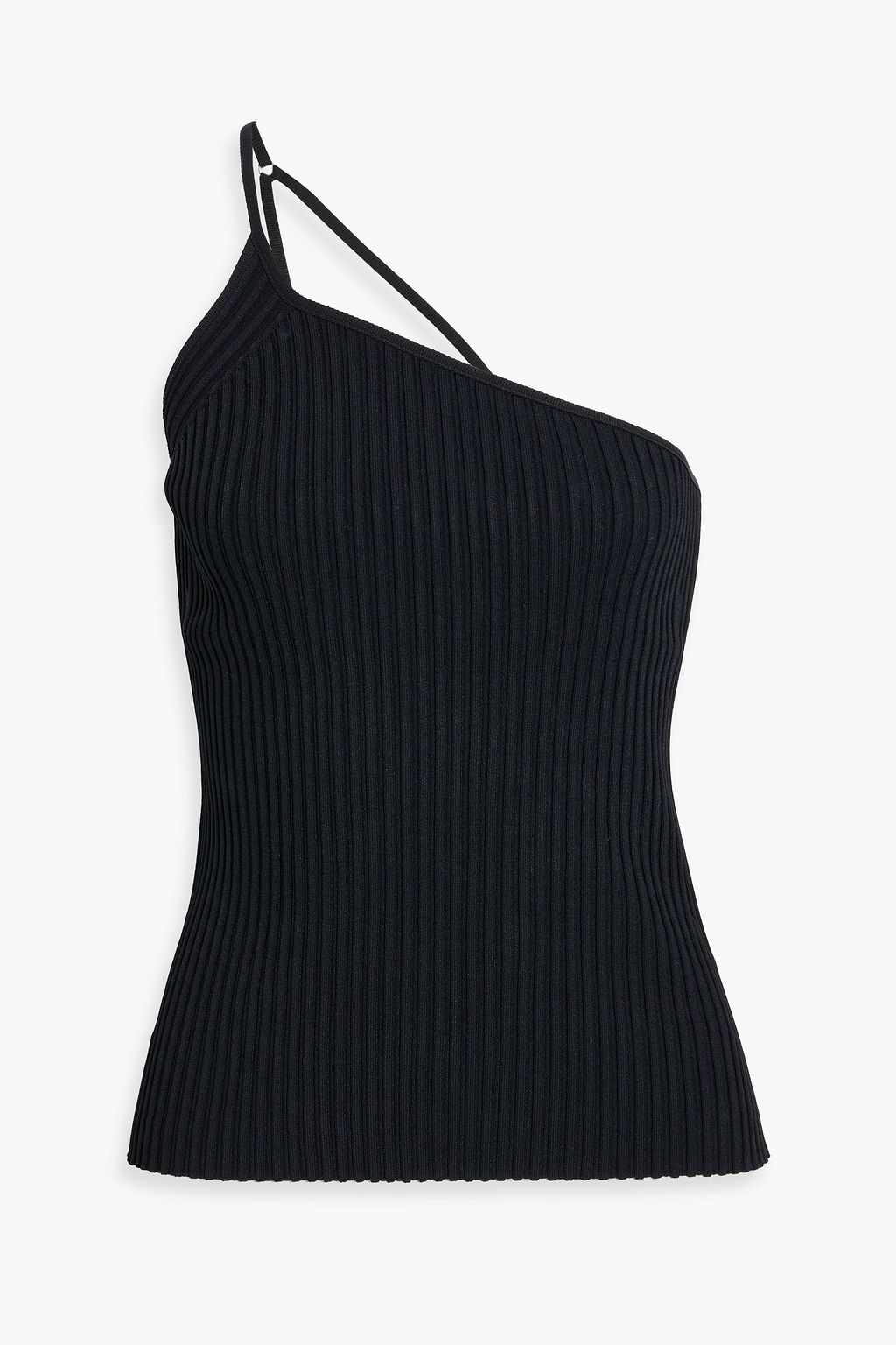 One-shoulder ribbed-knit top