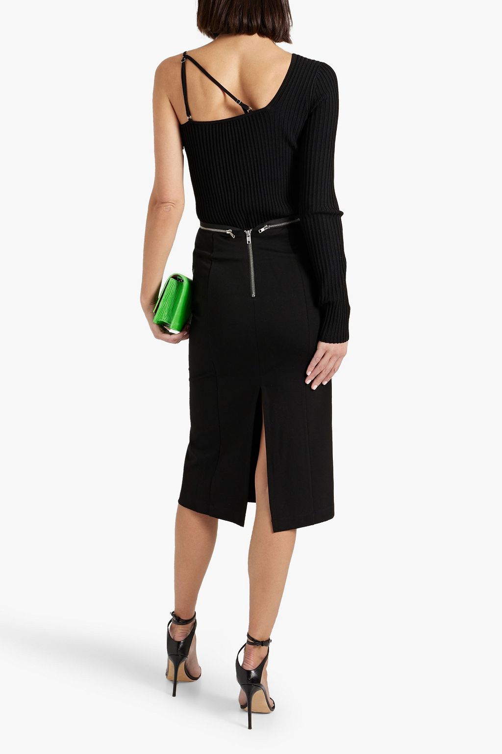 HELMUT LANG تنورة من الجيرسي مزينة بسحّابات وفتحات