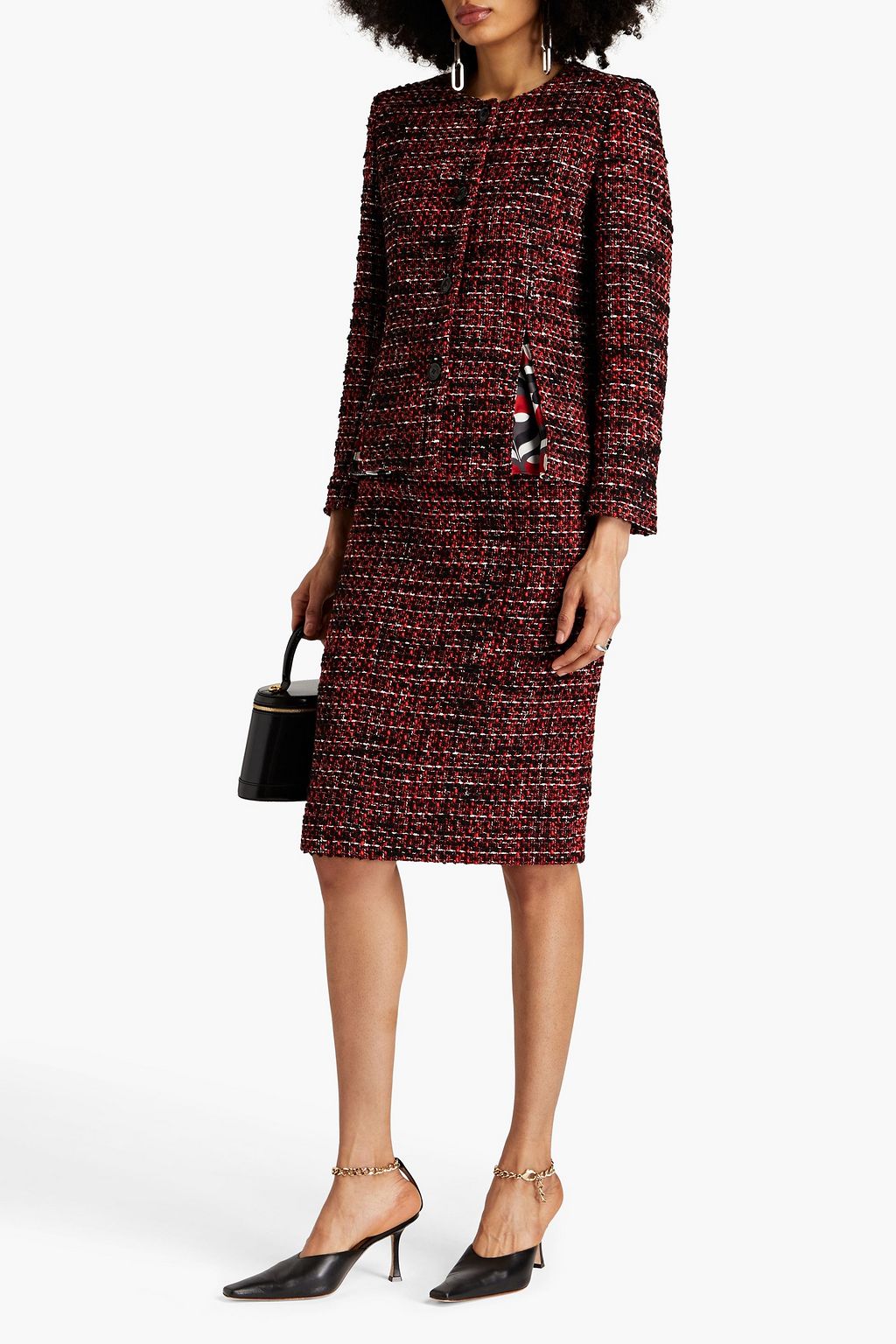 BOUTIQUE MOSCHINO Pleated bouclé-tweed jacket
