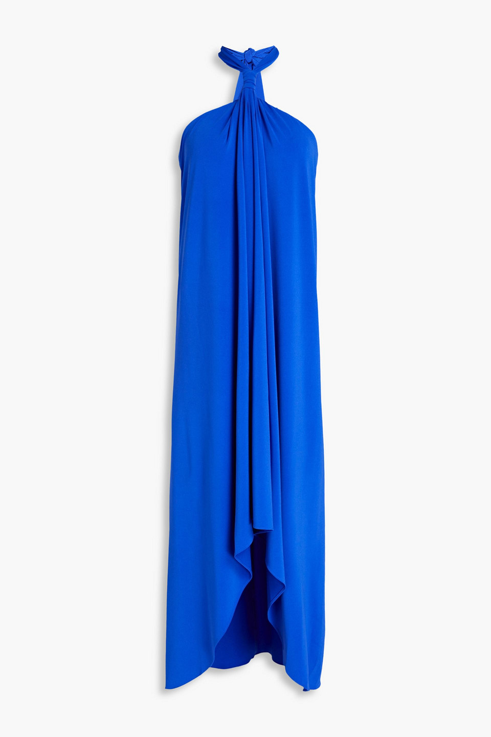 Halston Knotted Stretch-jersey Halterneck Dress In Royal Blue