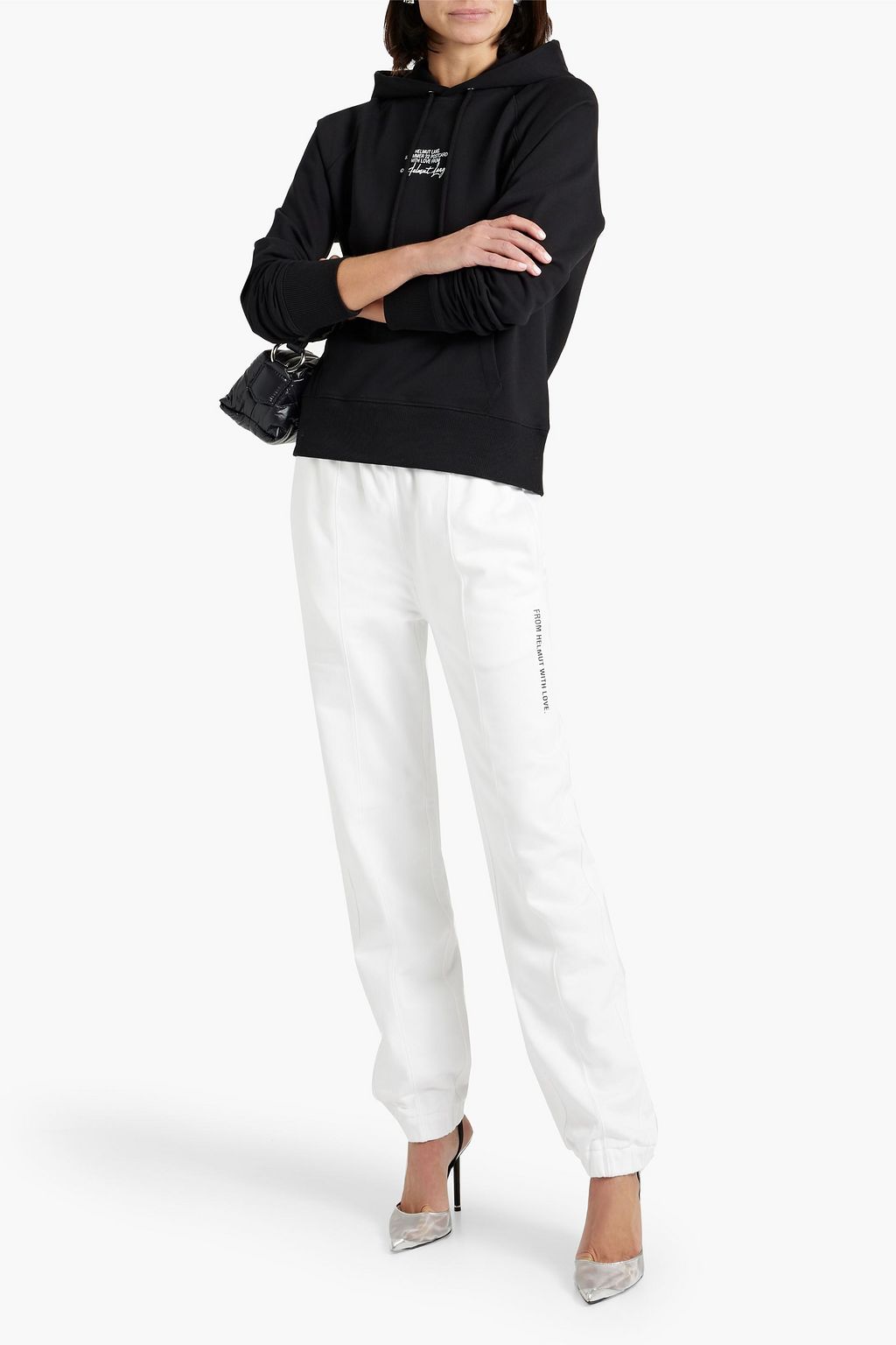 HELMUT LANG Printed French cotton-terry track pants