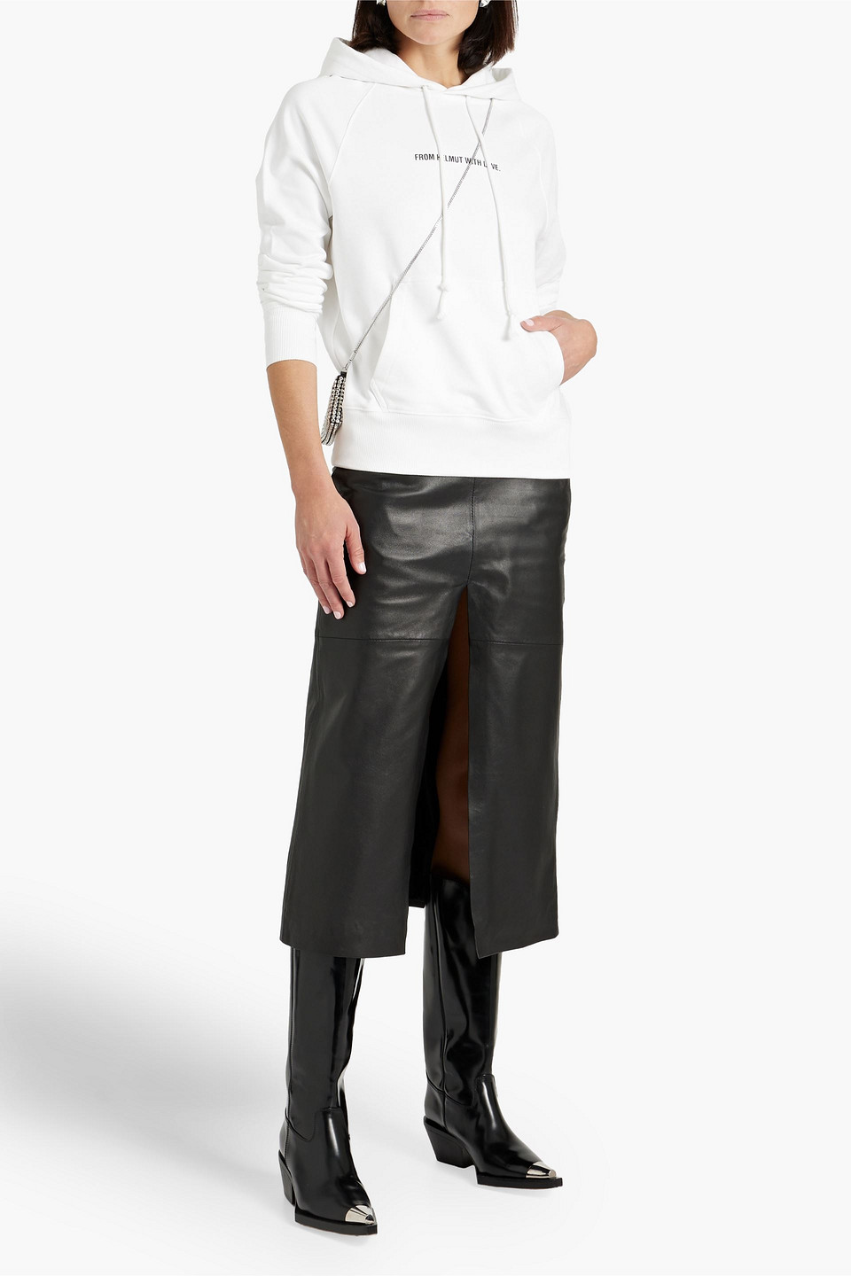 Helmut Lang Printed French Cotton-terry Hoodie In White