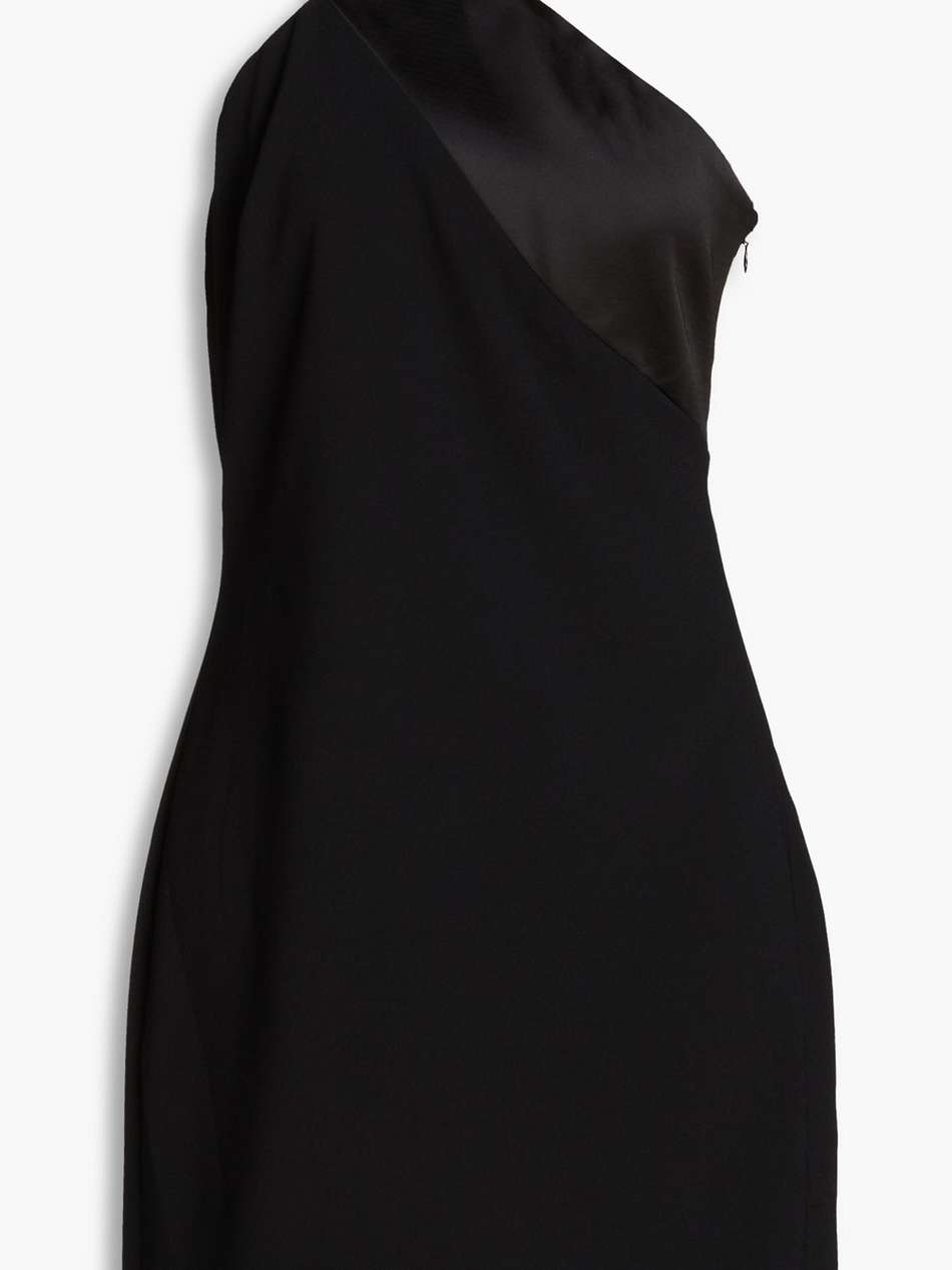 leigh one-shoulder satin-paneled crepe mini dress