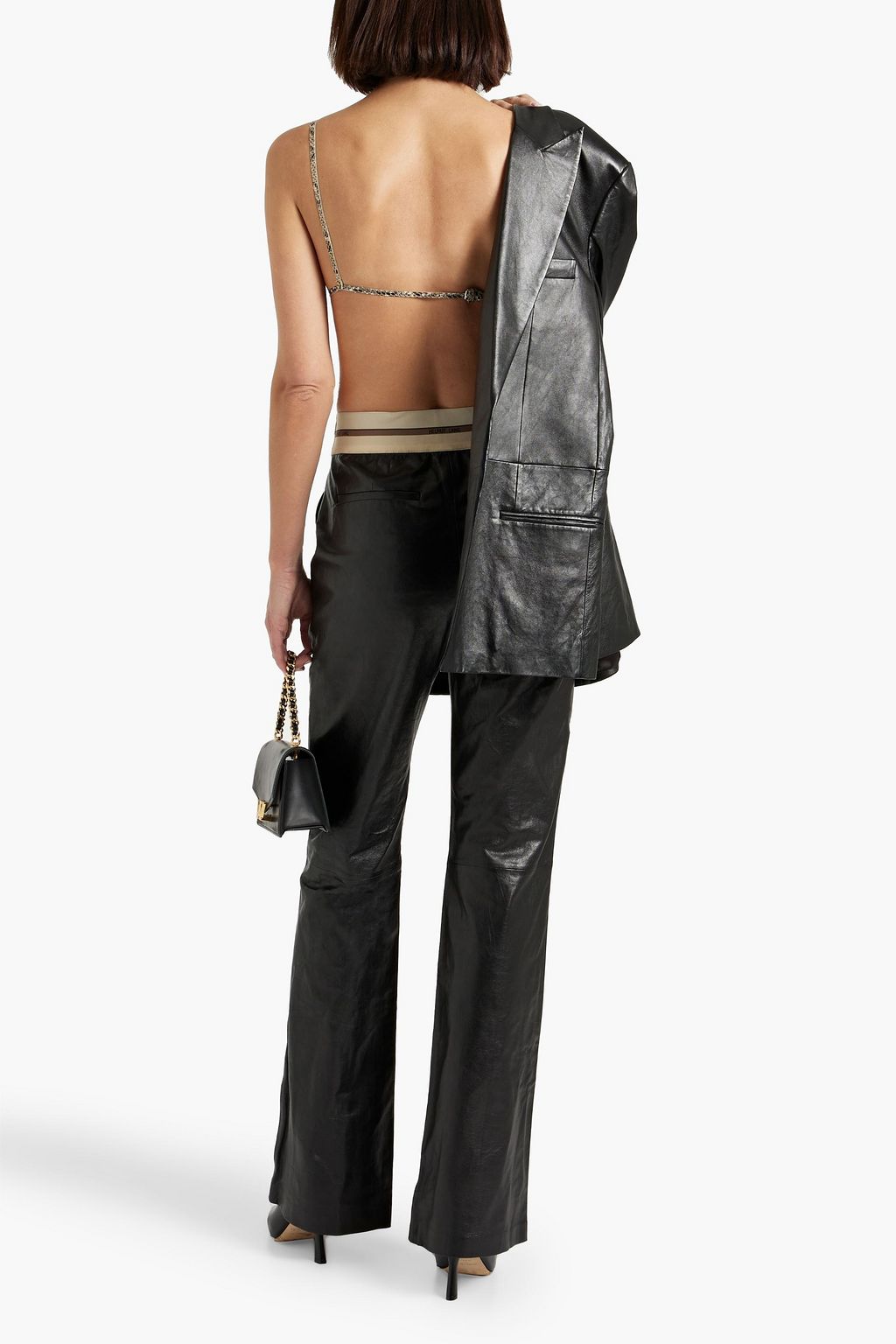 HELMUT LANG Leather bootcut pants