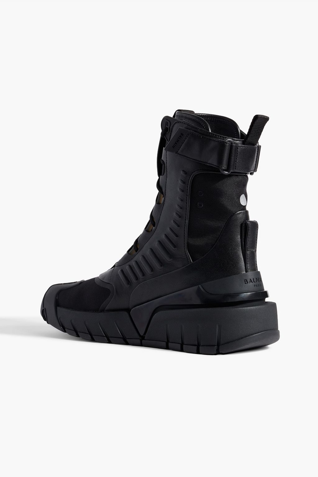 BALMAIN B-Army leather and canvas high-top sneakers
