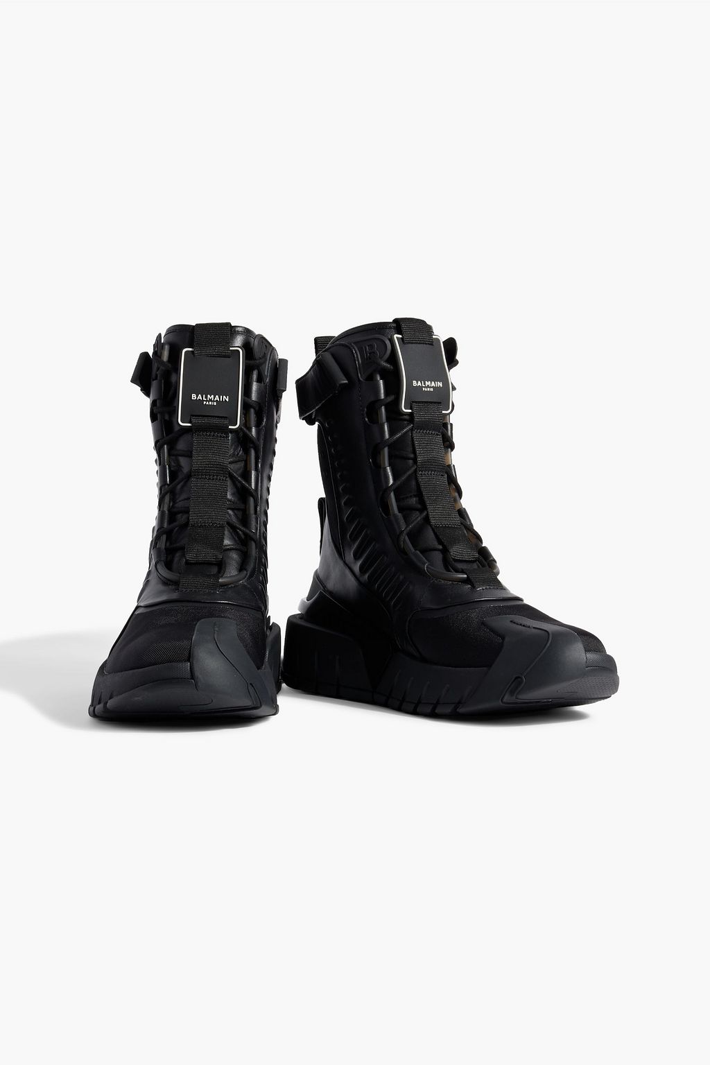 BALMAIN B-Army leather and canvas high-top sneakers