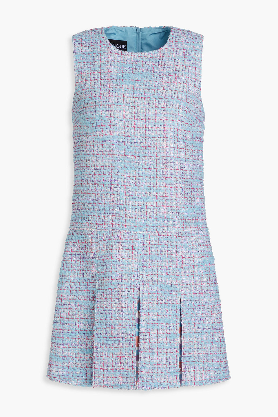 princess polly baby blue dress ASHLEYlauren 4809 Tweed Dress with Pearl Sleeves and Cutout main image 0