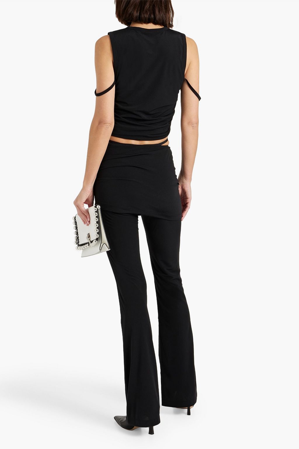 HELMUT LANG Layered stretch-crepe bootcut pants