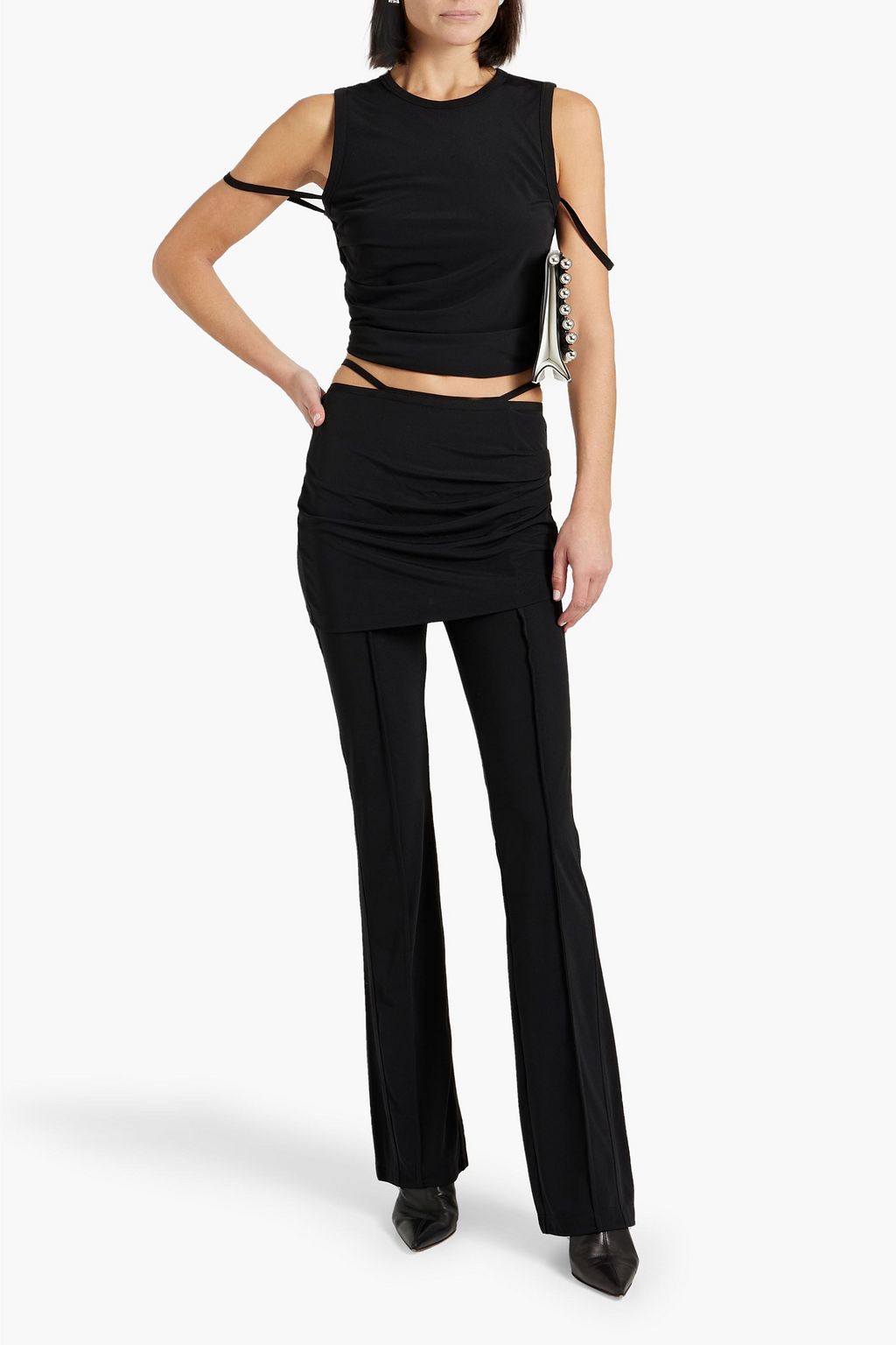 HELMUT LANG Layered stretch-crepe bootcut pants