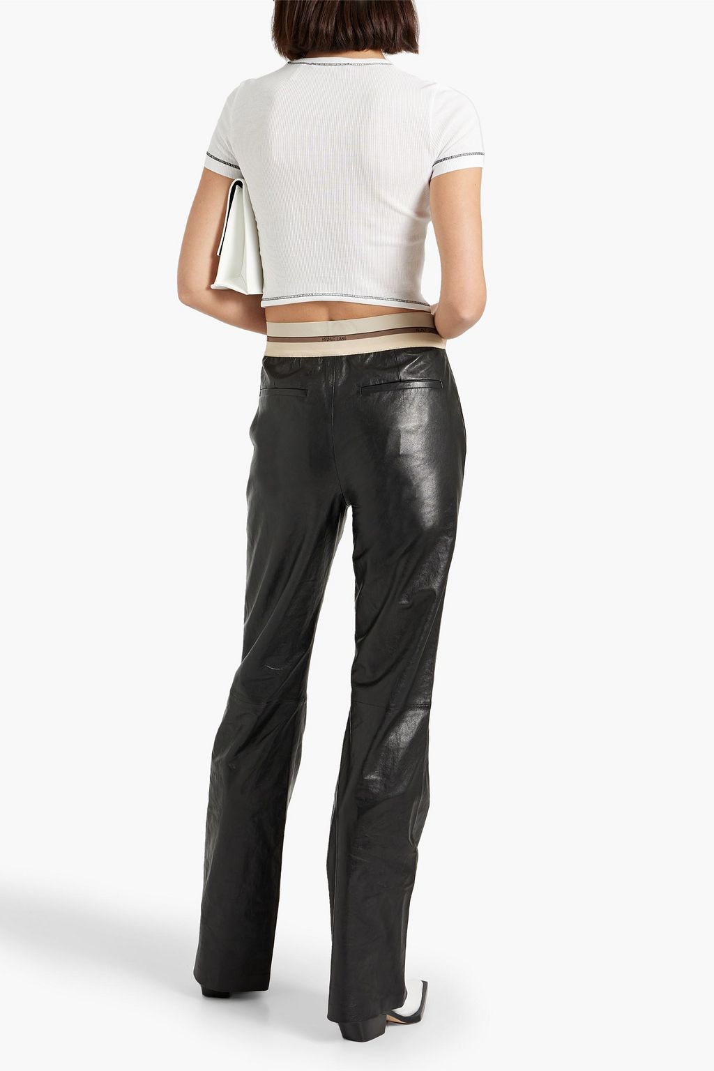 HELMUT LANG Topstitched ribbed cotton-jersey T-shirt