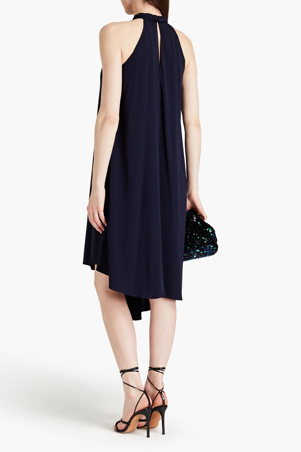 Shop Halston Marie Draped Jersey Dress In Navy