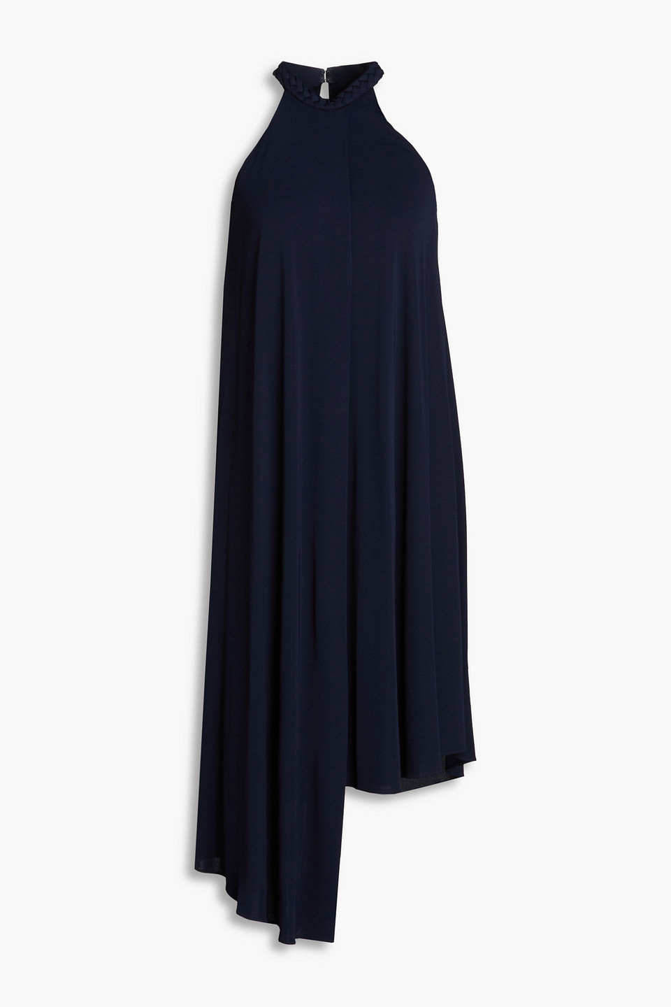 Halston Draped Crepe Dress In Navy