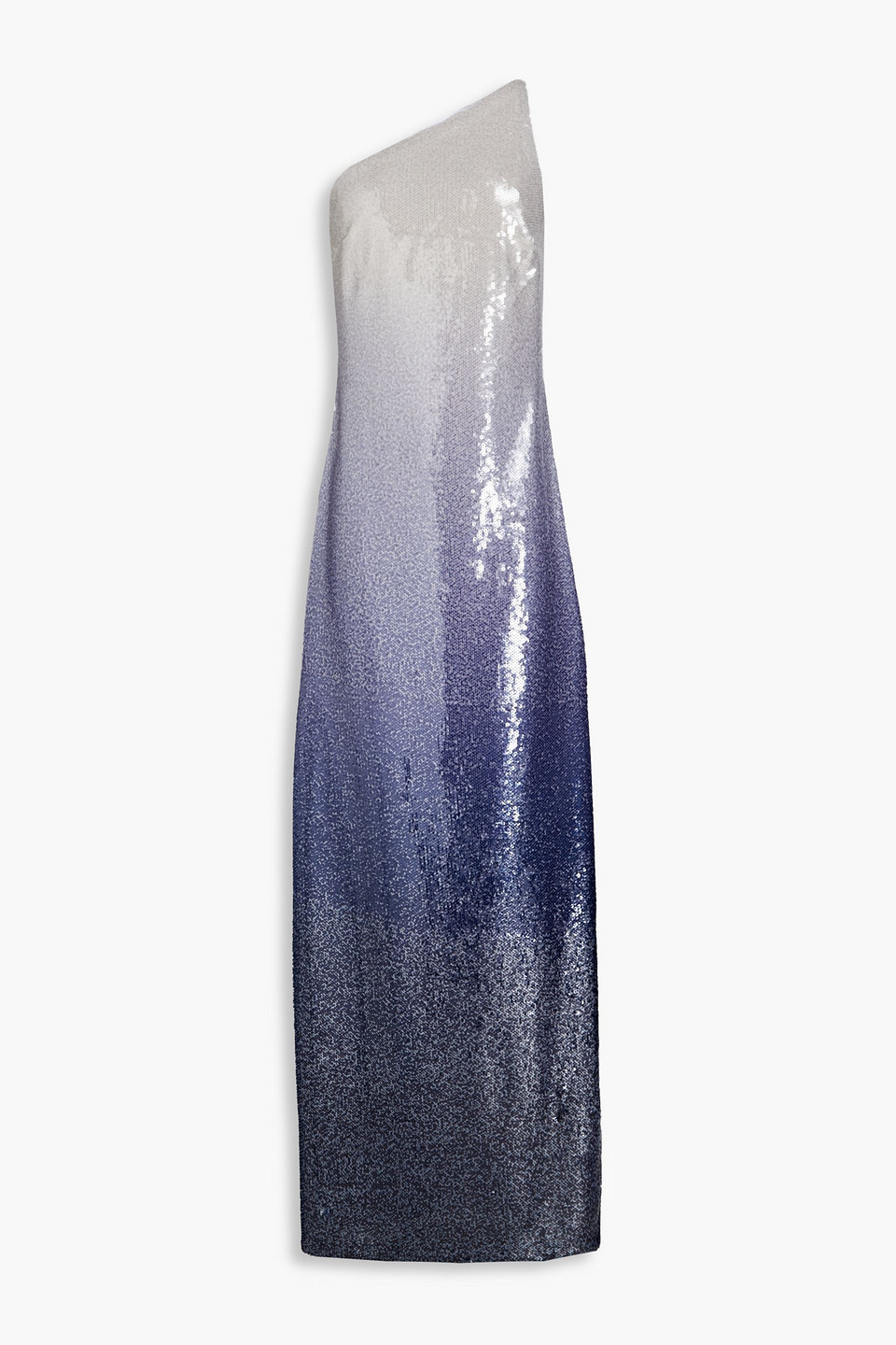 Halston One-shoulder dégradé sequined chiffon gown