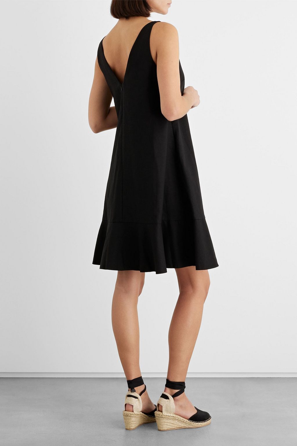 IRIS & INK Darcy fluted linen and cotton-blend dress