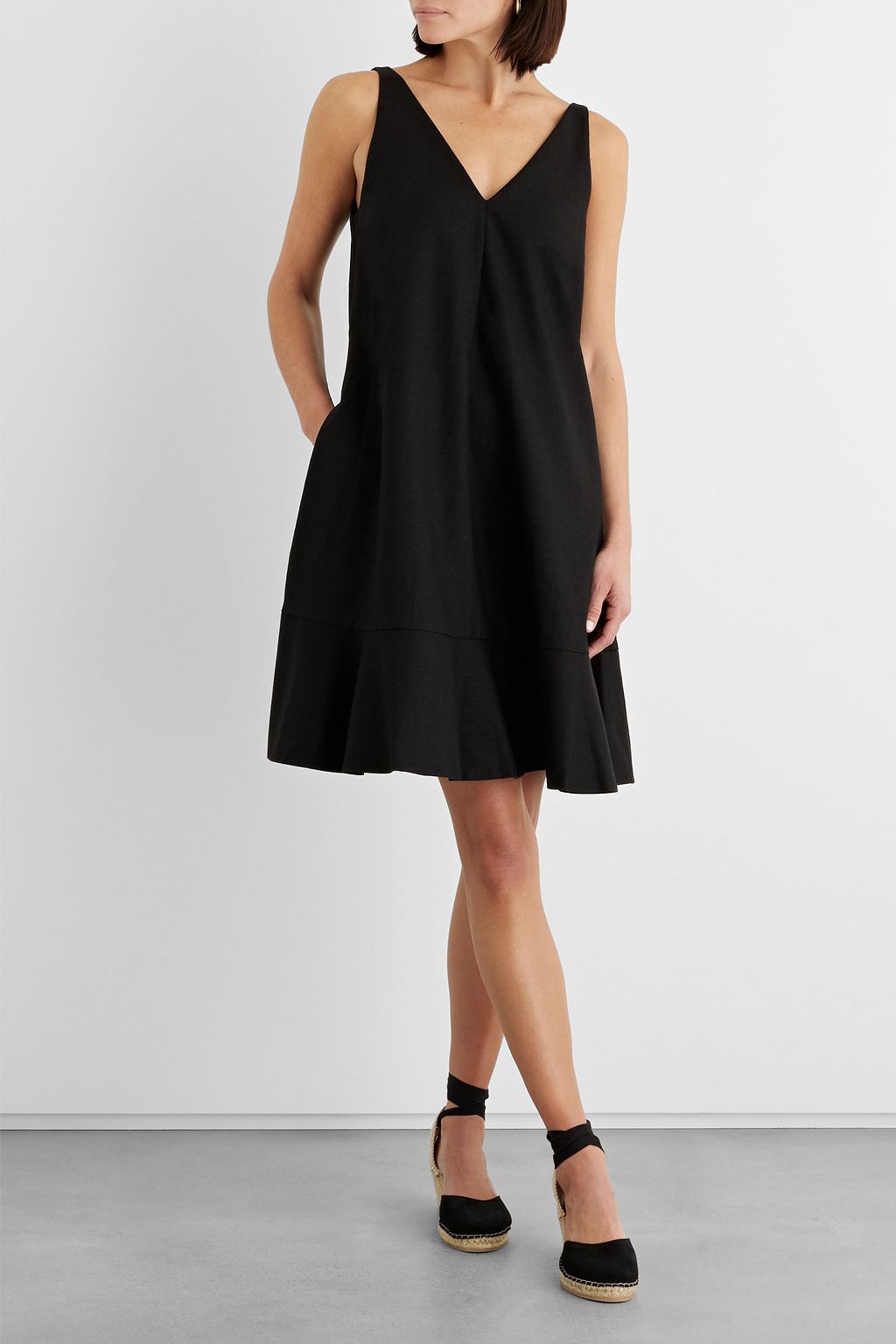 IRIS & INK Darcy fluted linen and cotton-blend dress