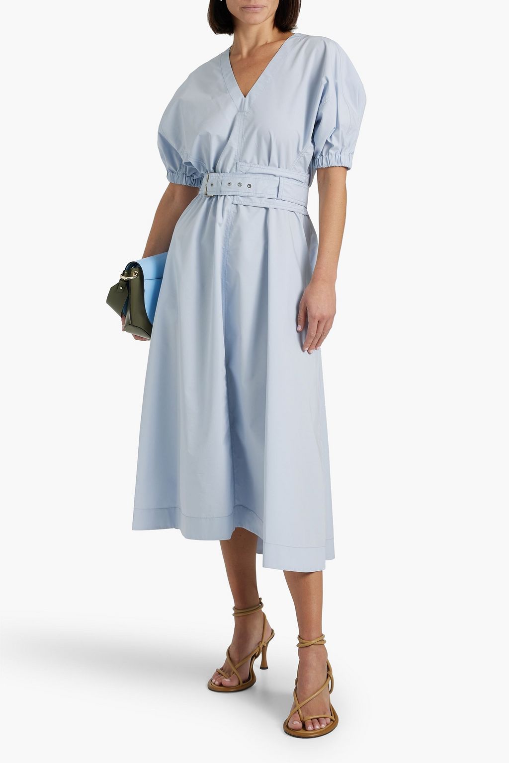 3.1 PHILLIP LIM コットン混ポプリン ミディワンピース ベルト付き