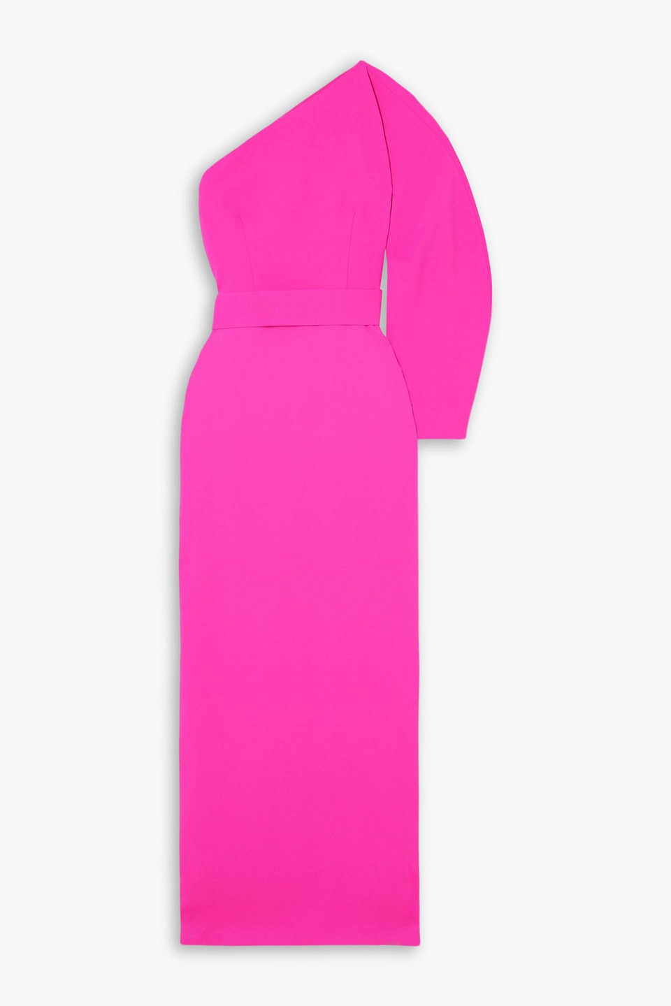 solace london - zaya one-sleeve belted crepe gown - pink - uk 6