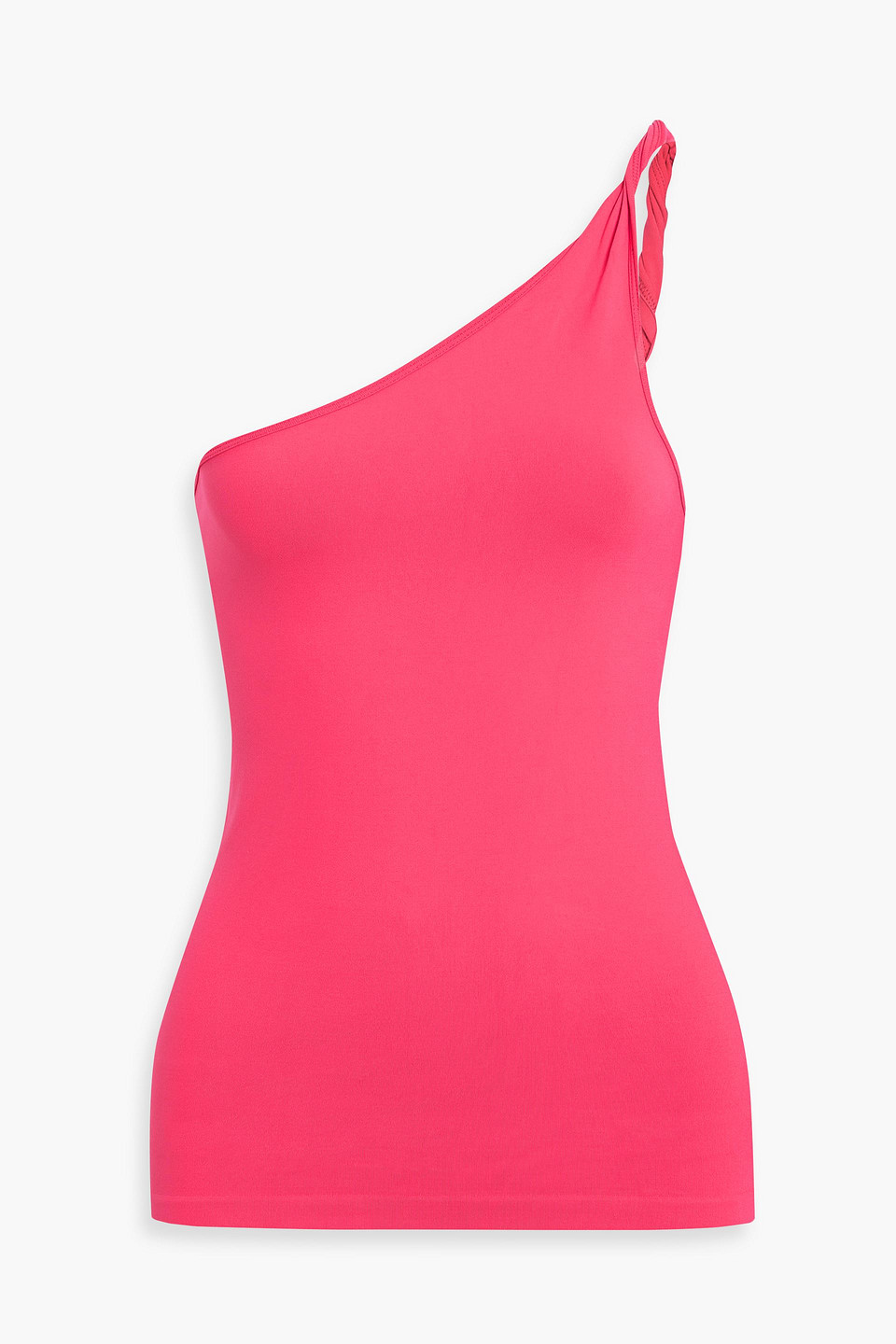 Shop Helmut Lang One-shoulder Twisted Jersey Top In Pink