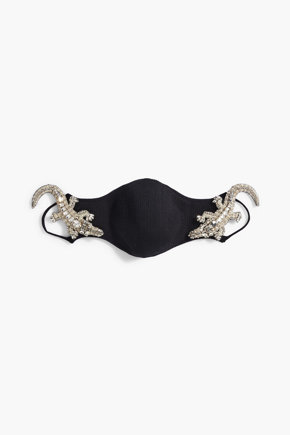 Balmain Crystal-embellished Cotton-blend Face Mask In Black