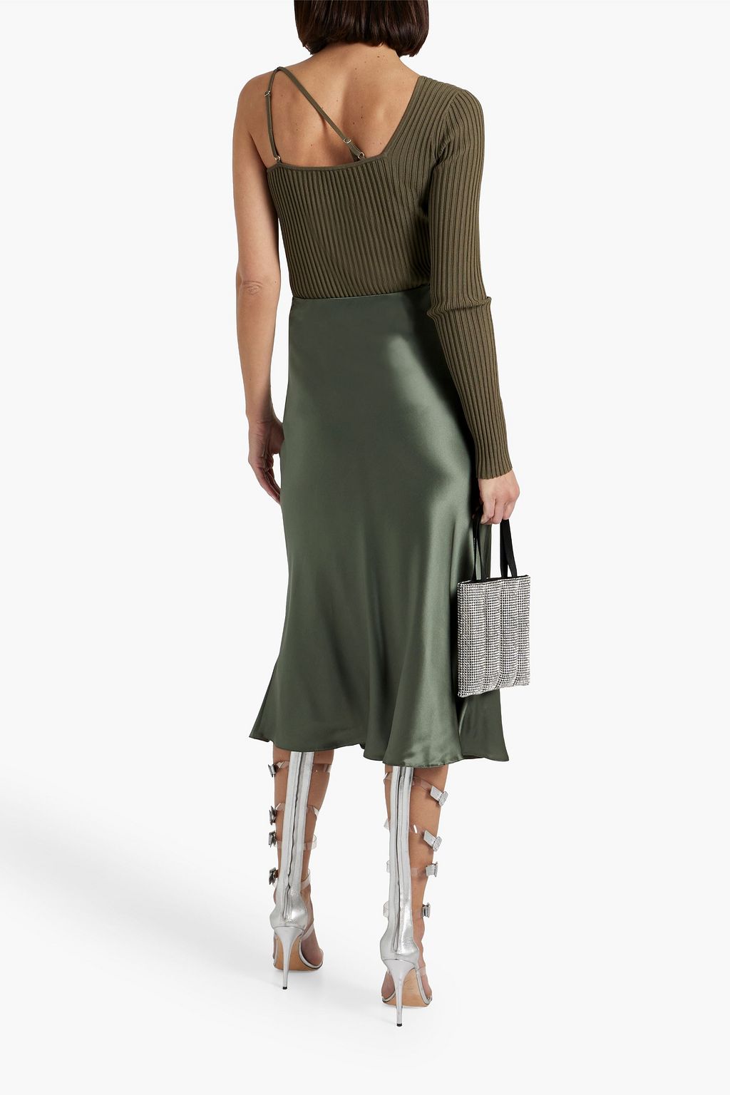 HELMUT LANG One-sleeve ribbed-knit top