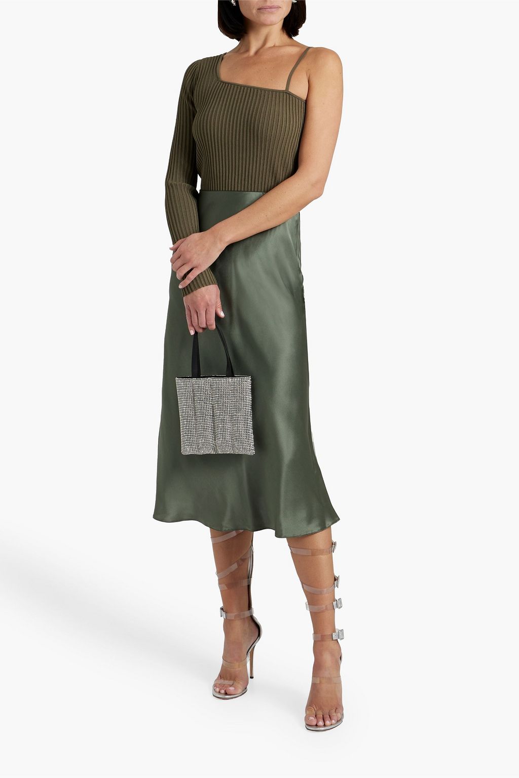 HELMUT LANG One-sleeve ribbed-knit top