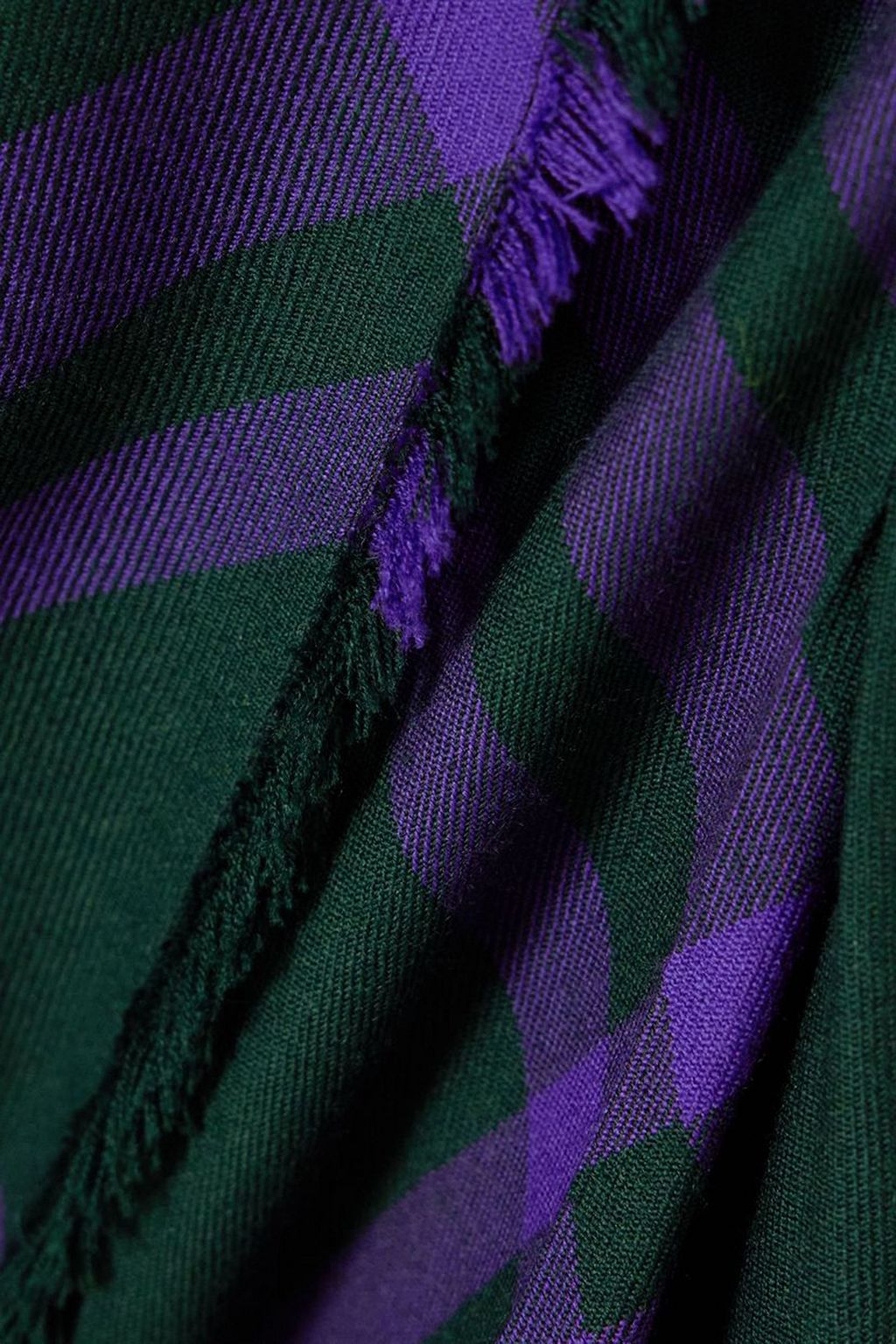 BURBERRY Frayed checked wool wrap skirt