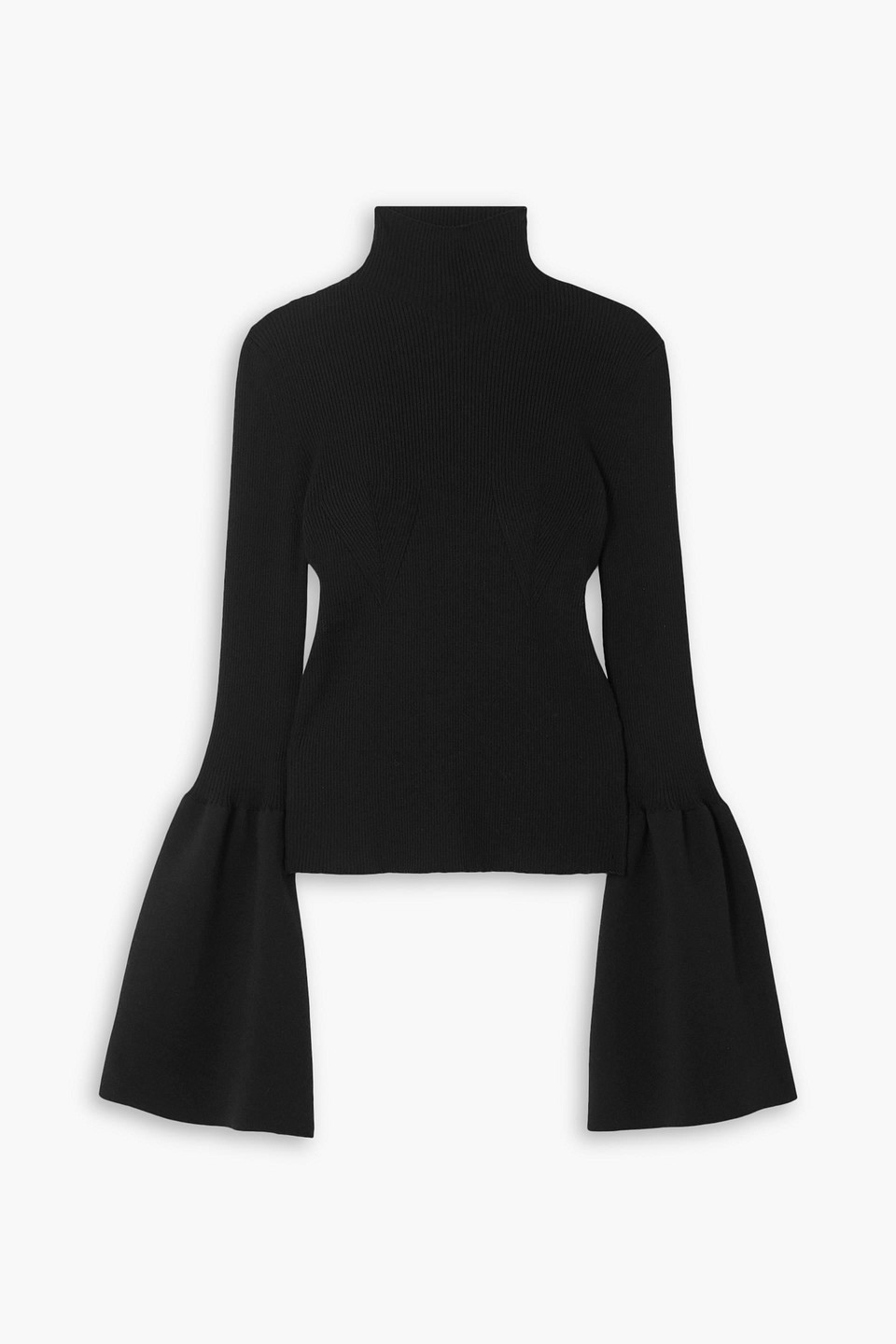 Chloé Bell-sleeves Ribbed Jumper In Black