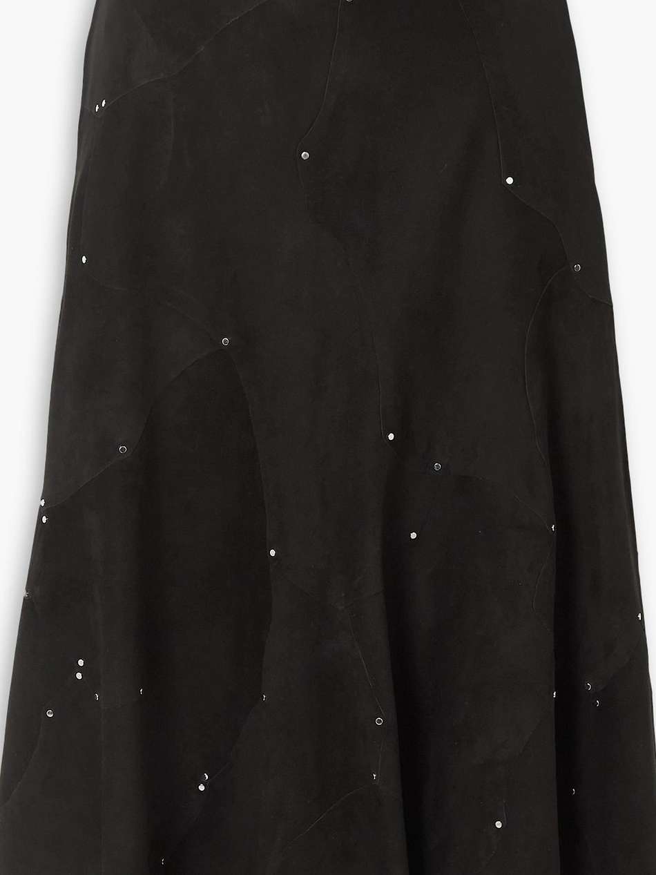 studded suede midi skirt