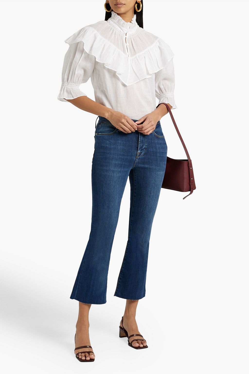FRAME Le High cropped high-rise flared jeans