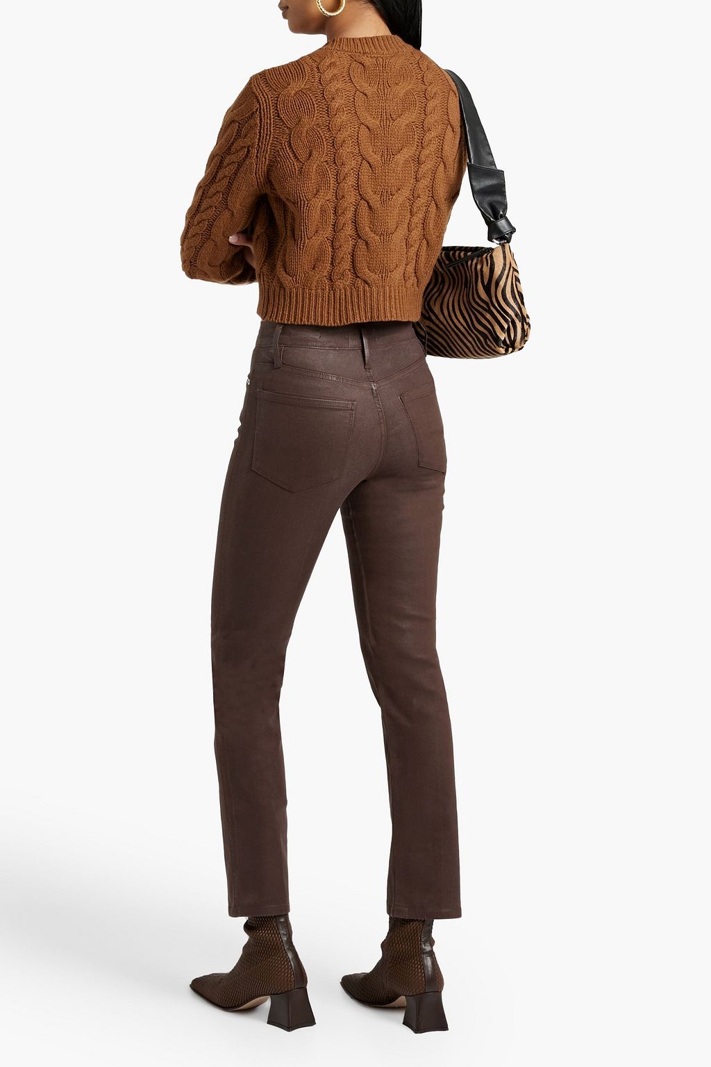 FRAME Cropped cable-knit merino wool cardigan
