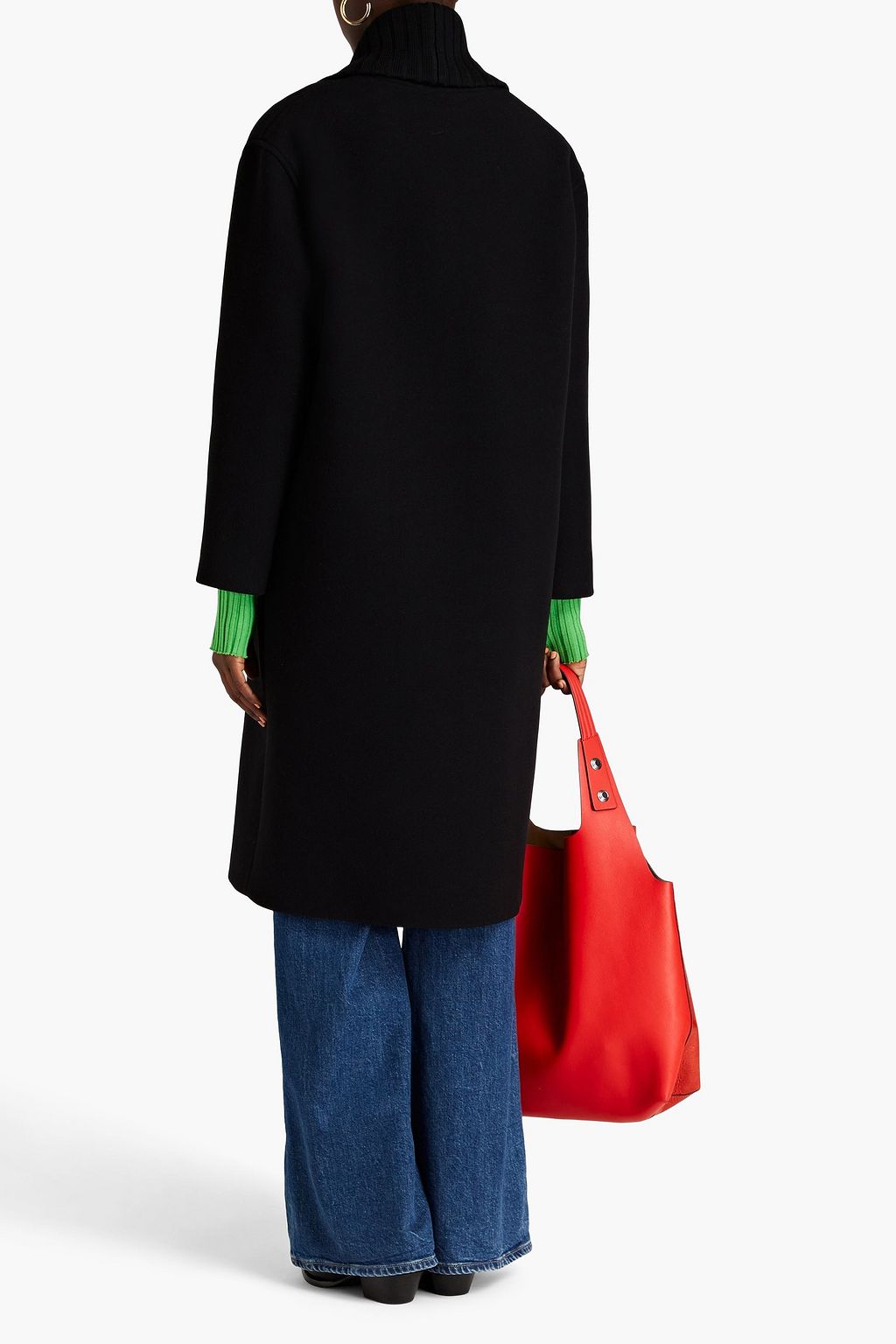 BOUTIQUE MOSCHINO Ribbed-knit brushed-felt wool-blend coat