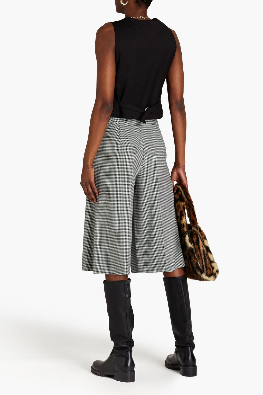 BOUTIQUE MOSCHINO Pleated houndstooth tweed shorts