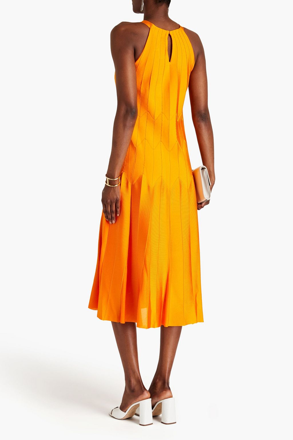 CAROLINA HERRERA ストレッチニット ミディワンピース タック入り