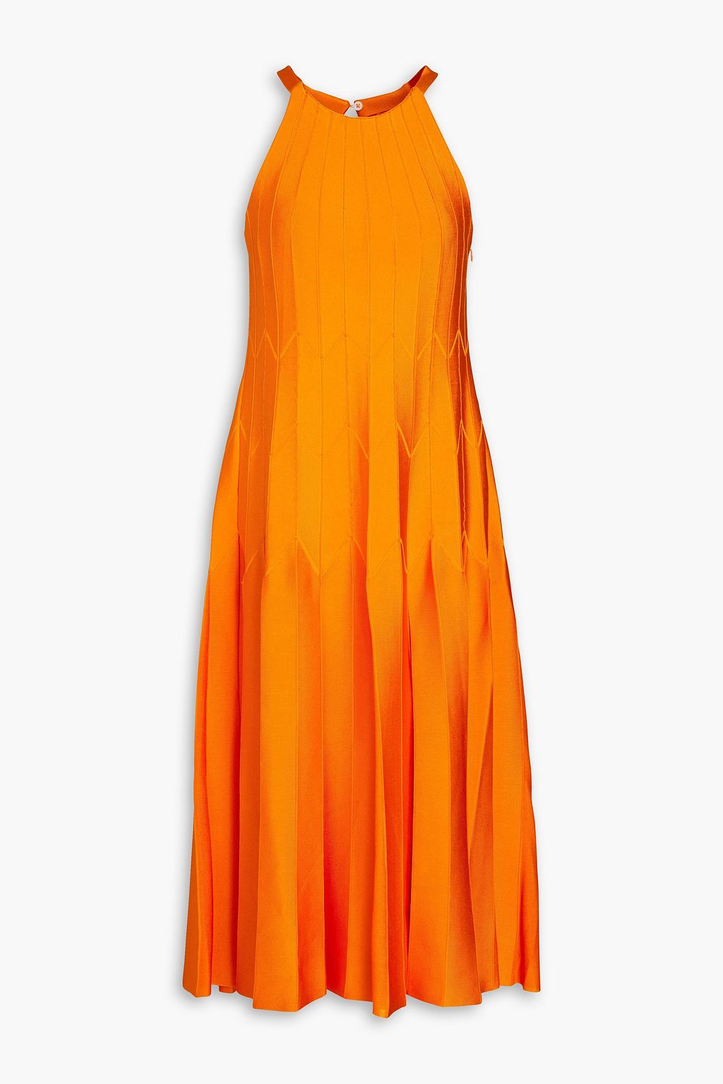 Pleated stretch knit midi dress