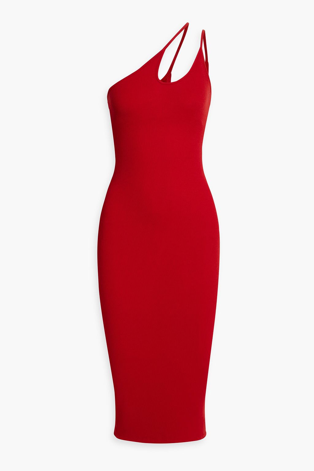 ENZA COSTA One-shoulder cutout ribbed-jersey midi dress