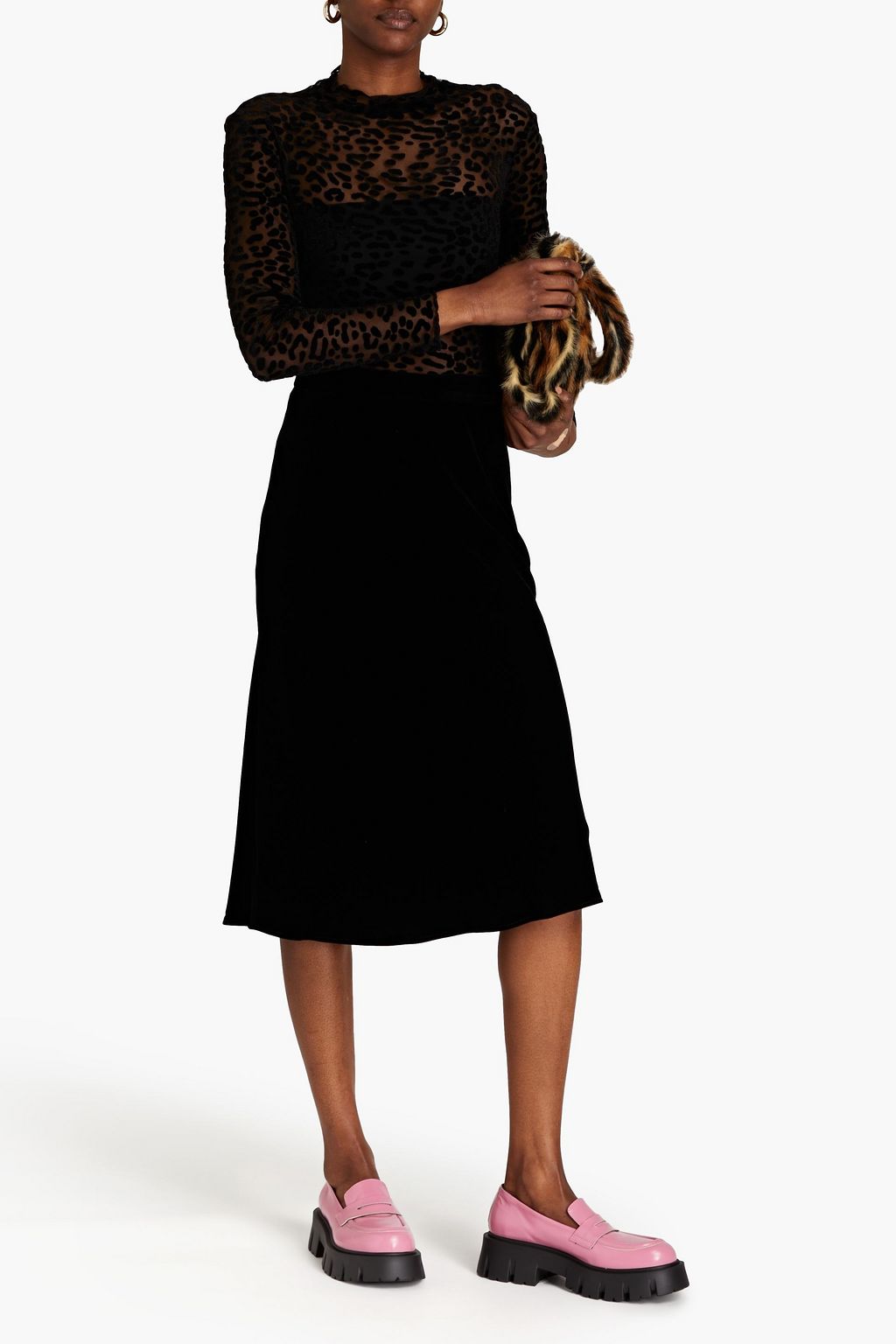 BOUTIQUE MOSCHINO Velvet midi skirt