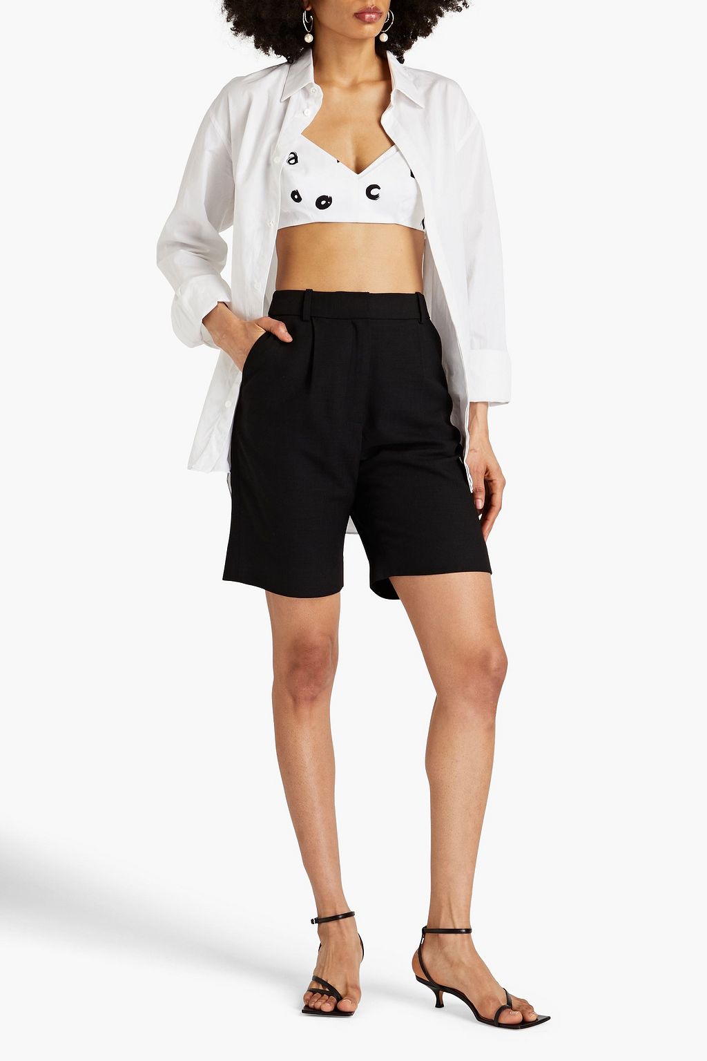 CAROLINA HERRERA コットン混 ブラトップ レイヤード プリント入り