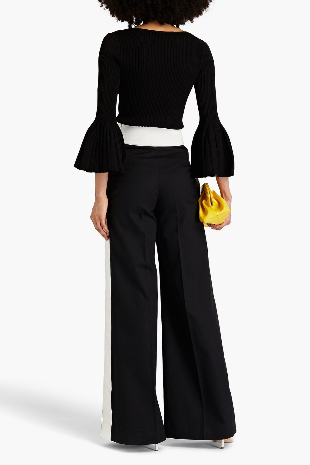CAROLINA HERRERA Two-tone cotton-blend gabardine wide-leg pants