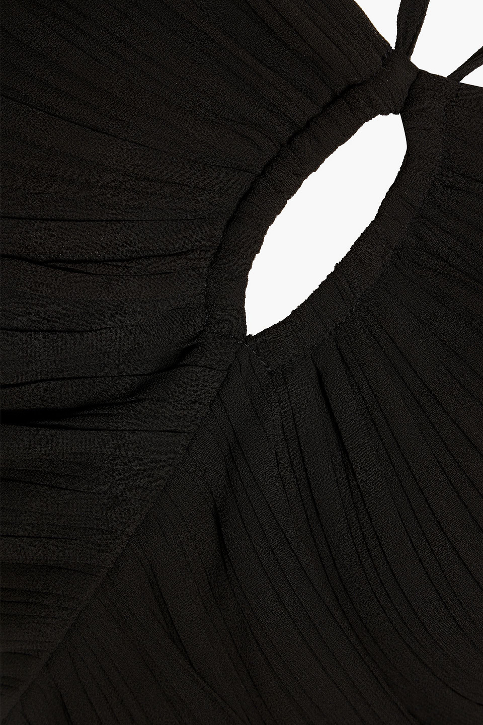 Frame Cutout Plissé-crepe Top In Black