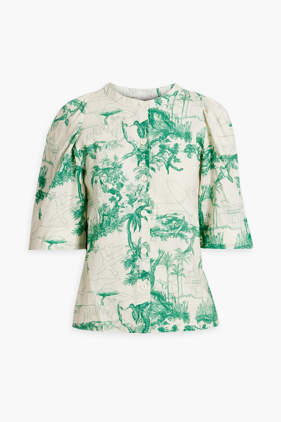 Joie Eldridge Printed Linen Shirt In Green