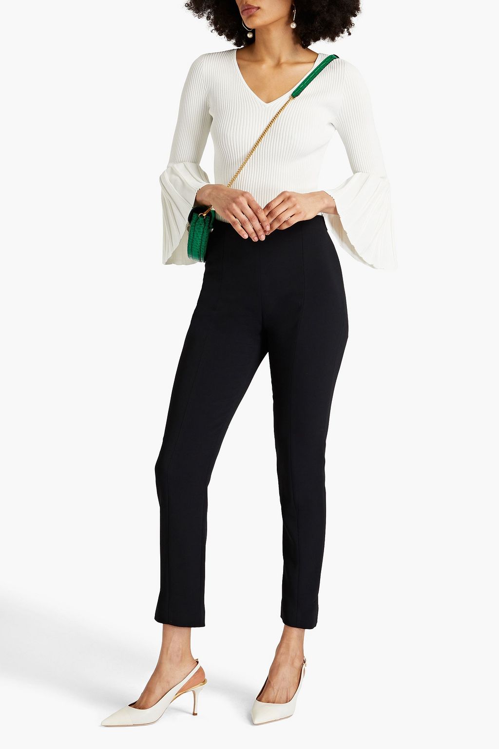 CAROLINA HERRERA クレープ スリムレッグパンツ