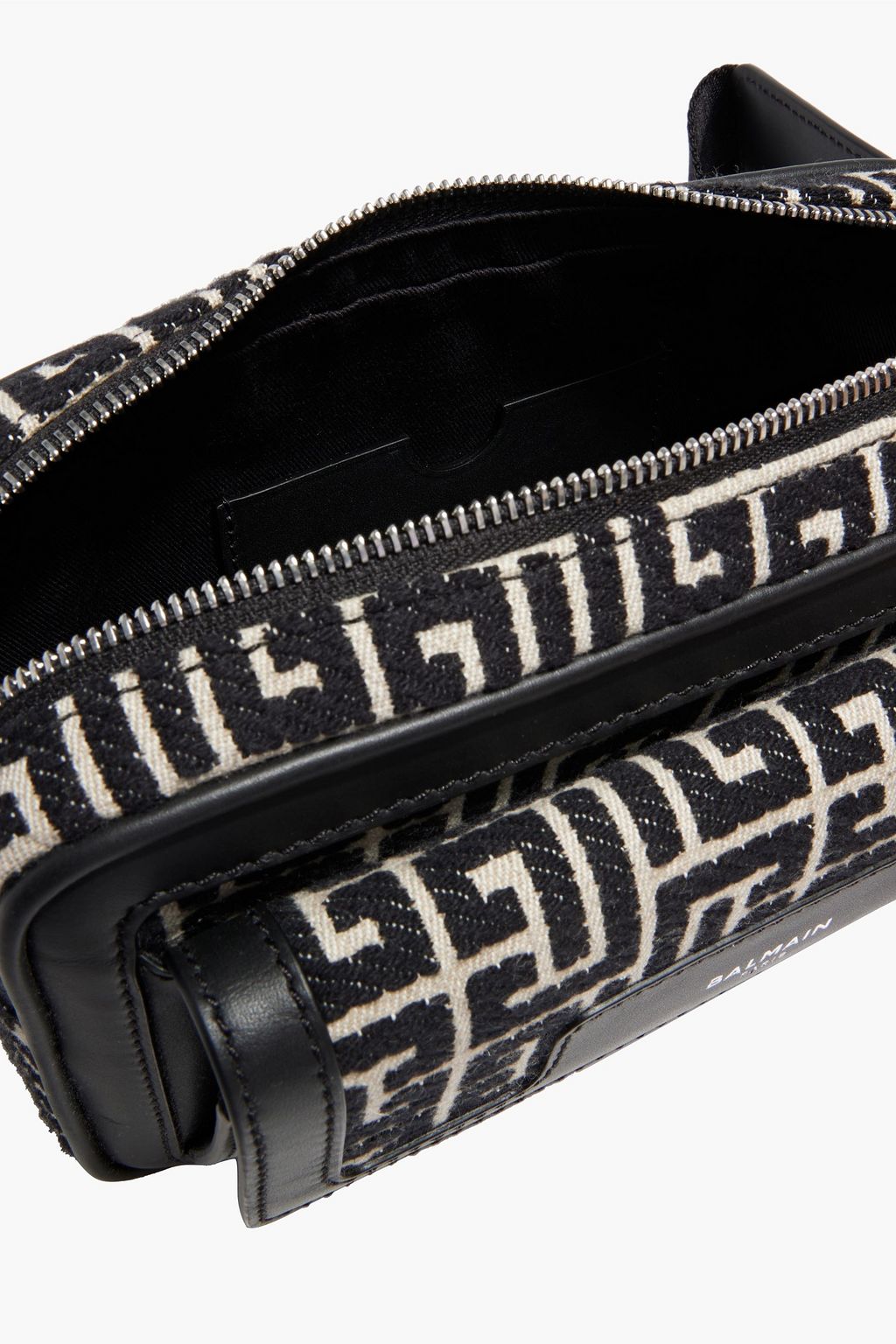BALMAIN 1945 leathertrimmed jacquard belt bag THE