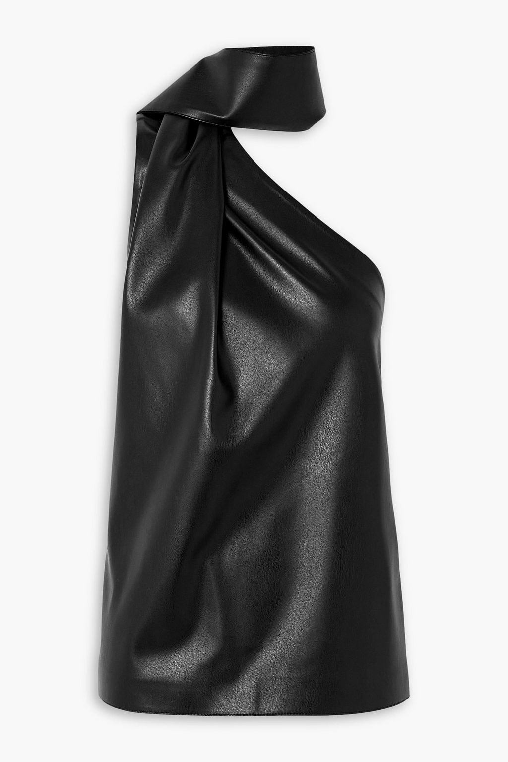 STELLA MCCARTNEY One shoulder draped faux leather halterneck top THE OUTNET