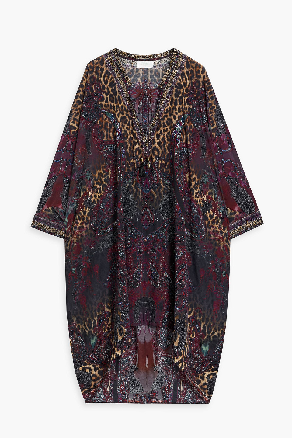 Camilla Embellished Printed Silk Crepe De Chine Dress In Grape