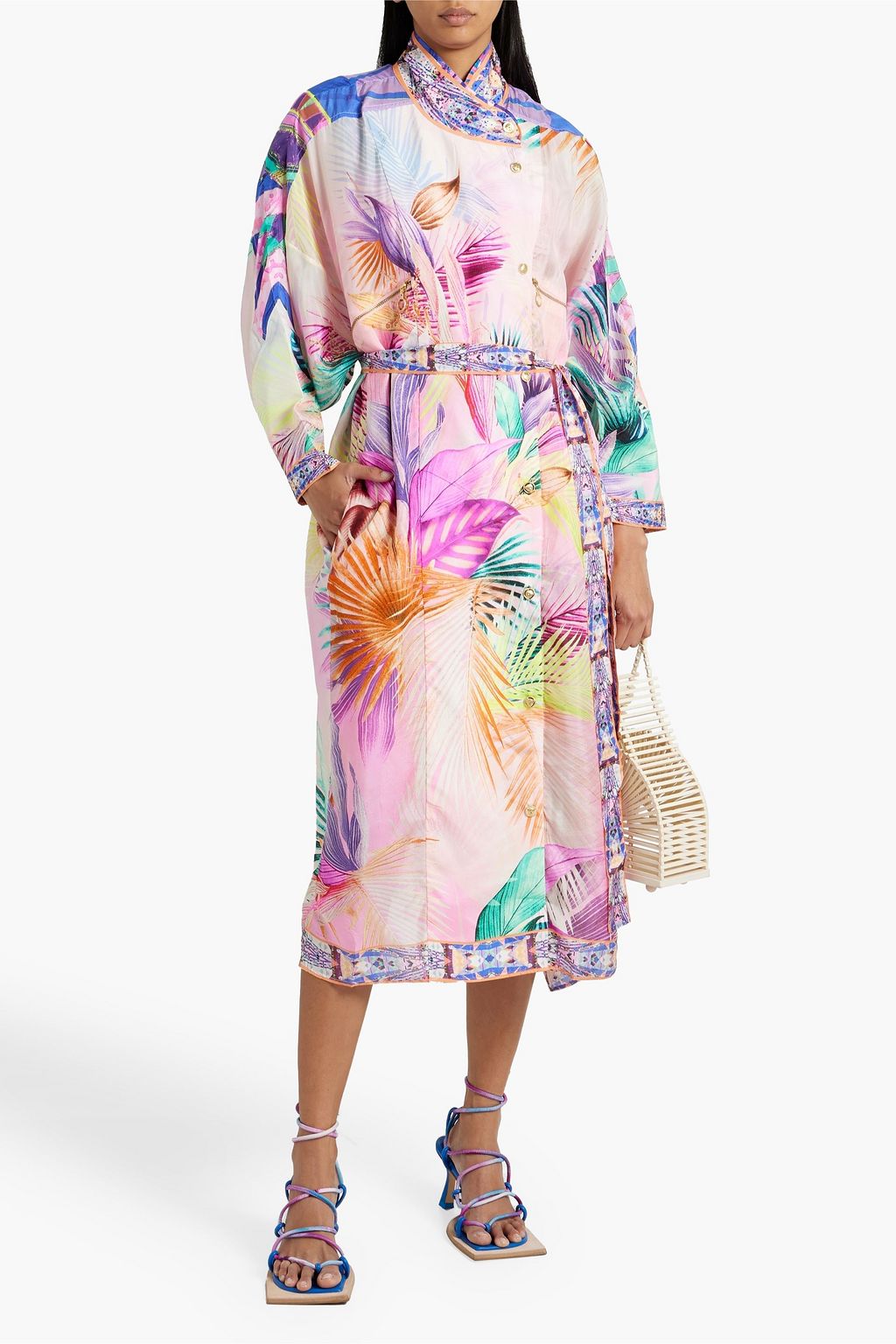 CAMILLA Crystal-embellished printed silk crepe de chine kimono